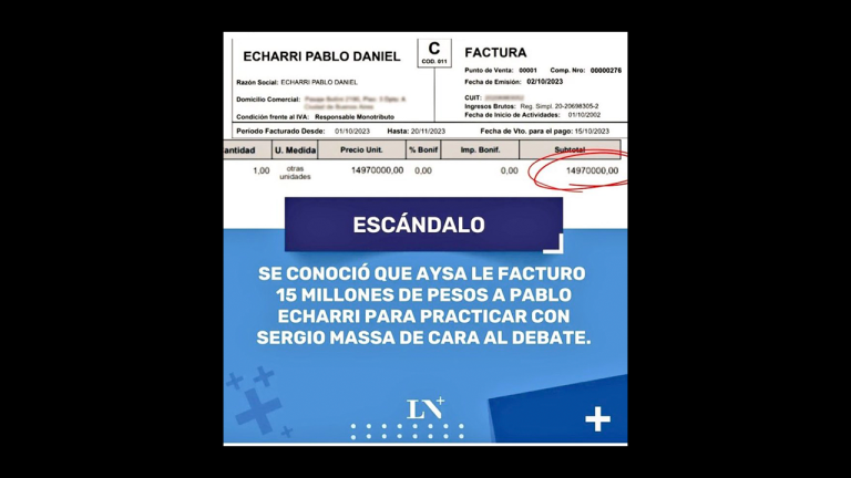 Es falso que AySA le pagó a Pablo Echarri $ 15 millones y la supuesta noticia no fue publicada por LN+